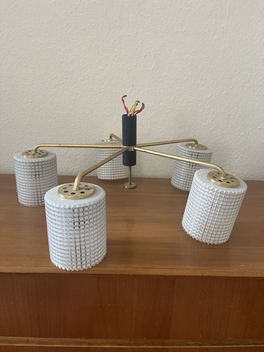 Lampade: Lampe Vintage 5 Bras Dorés - Élégance Rétro  – Usato da La Chaux-de-Fonds venduto da vert_j