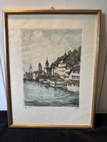 Zürich Schipfe. Original Radierung Götz, gerahmt