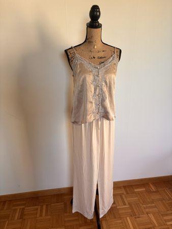 Seiden-Optik Pyjama Set, Champagner Farbe, Gr. M, Neuwertig!