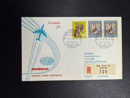 Swissair Erstflugbrief Zürich - Sao Paulo 1968