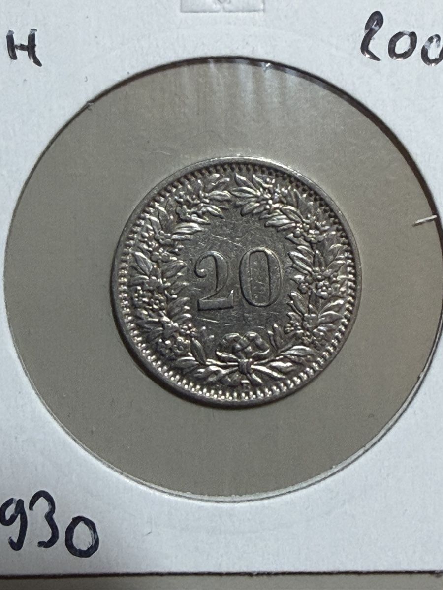 Alle Münzen: CHF 0.20 - 1930 – Gebraucht aus Payerne von Mike1682