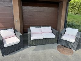 Gartenmöbel Polyrattan Sitzgruppe 3-teilig guter Zustand