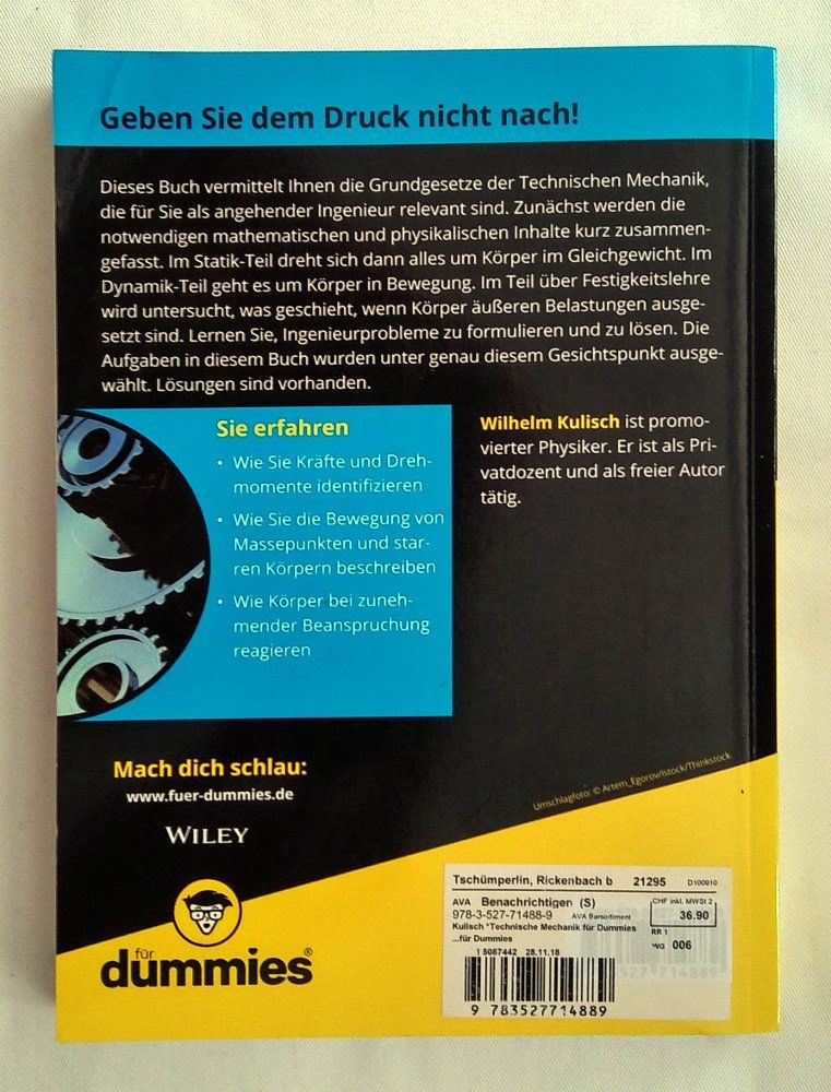 Libri: Buch - Technische Mechanik für dummies – Usato da Meggen venduto da Eisscholle 1