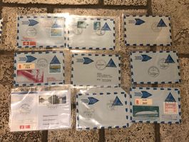 Sammlung mit 73 AEROGRAMMEN - CH und Ausland