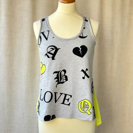 TXS - Débardeur glyphes gris et jaune fluo - Terranova