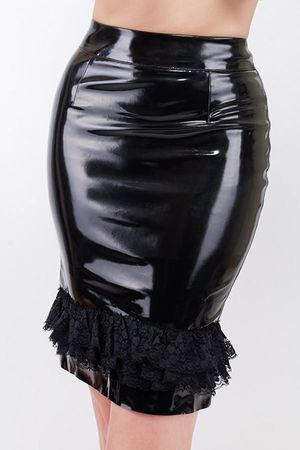 PVC Rock mit Spitze in schwarz