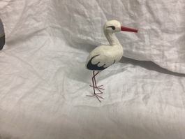 ANTIKER STORCH AUS WATTE