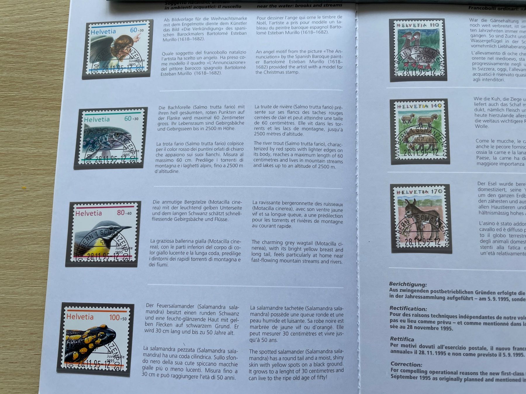 Tutti i francobolli: Carnet timb. 1995 prix poste 39.- SBK 95.- – Usato da Sonceboz-Sombeval venduto da Comment2 1
