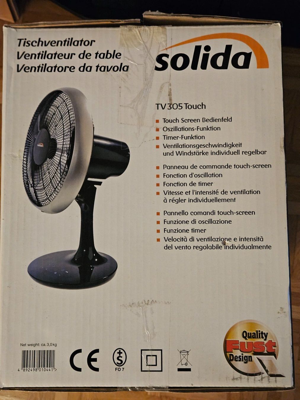 Solis Ventilatori: Tischventilator Solida TV 305 Touch Ventilator, Neuwertig – Nuovo (secondo la descrizione) da Kloten venduto da Euroasia 3
