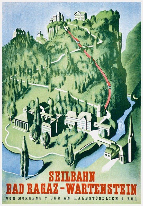 Foto & Immagini: Original Plakat Bad Ragaz-Wartenstein 1935 – Usato da Wollerau venduto da Plakatfreund