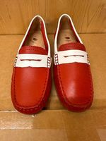 Mocassins rouges et blancs Johann cuir véritable, taille 37
