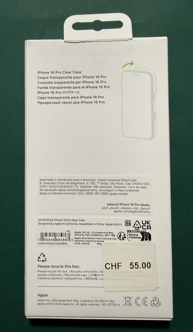 Apple Cover & Protezioni schermo: Apple iPhone 16 Pro Clear Case – Nuovo (secondo la descrizione) da Uster venduto da Gartenjoker 2