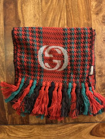 Gucci Schal mit Fransen Rot / Grün