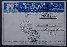 Bundesfeierkarte Nr. 64, Luftpost Basel - Bern