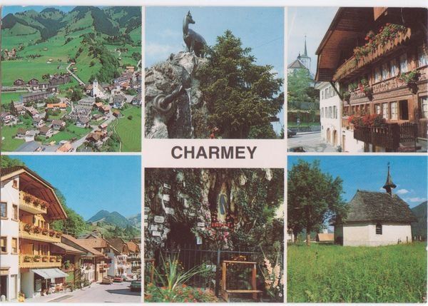 Cartoline postali: Charmey, 6 images, circulée 1985 – Usato da Frauenfeld venduto da POML