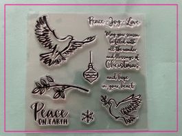 Taube Texte Frieden / Liebe Weihnachten - Silikonstempel
