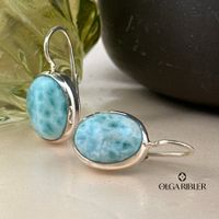 Larimar-Ohrhänger – Sterling Silber