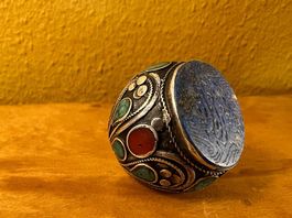Très grosse bague berbère argent et lapis lazuli