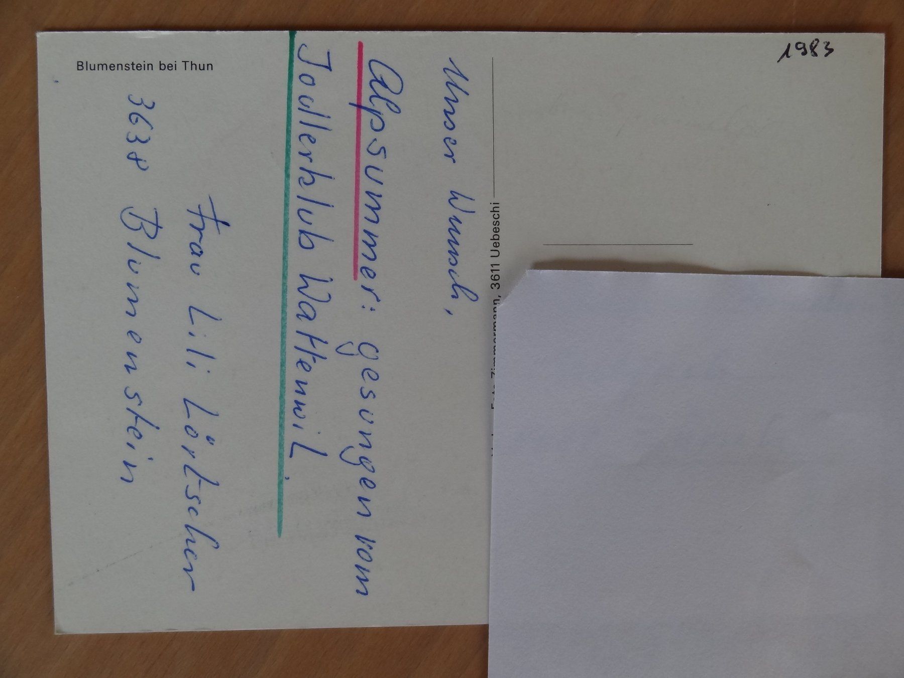 Cartes postales: Blumenstein bei Thun - BE - 1983 – D'occasion à St Léonard par Riglin 1