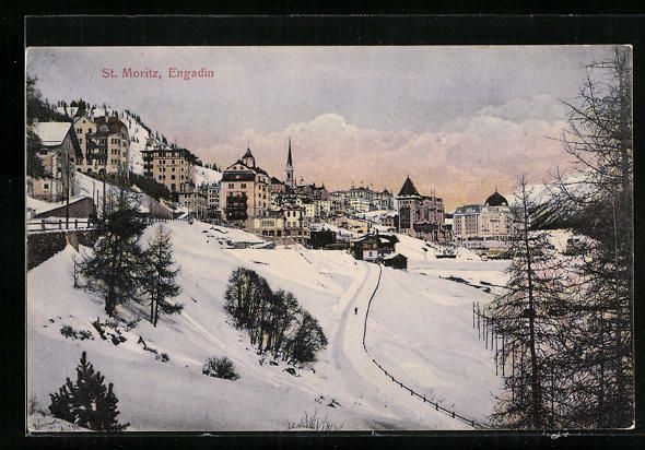 Ansichtskarten: AK St. Moritz, Teilansicht im Winter – Gebraucht aus Berlin von bartko-reher