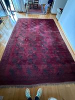 Großer handgeknüpfter Orientteppich – Vintage – Rot/Bordeaux