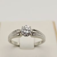 Gold 750 Ring Solitaire Brillant 18 KT 0.44ct Lupenrein Gr53