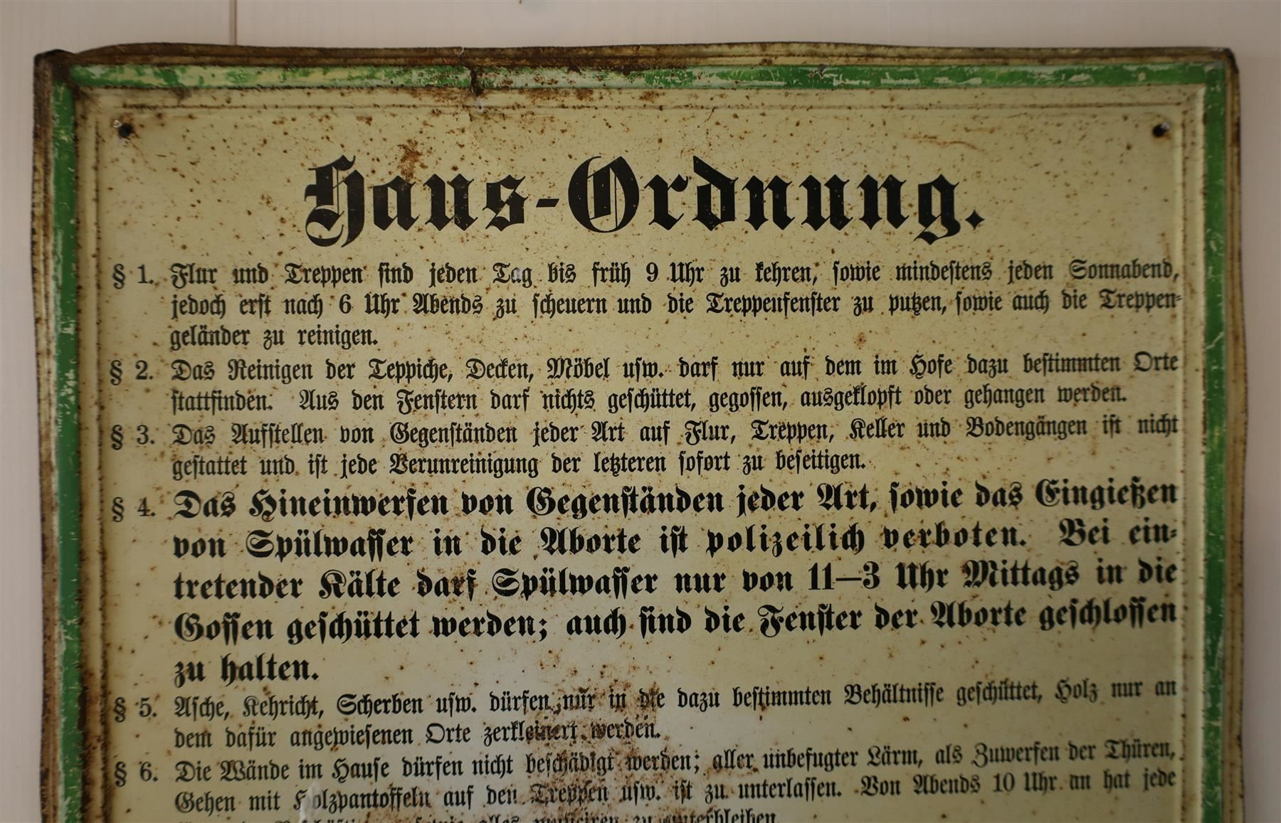 Insegne: grosses Blechschild Hausordnung – Usato da Birrwil venduto da brandschatz_birrwil 1