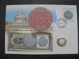 Banknoten Numis Brief Mexico Aztec Sonnenkalender 1973