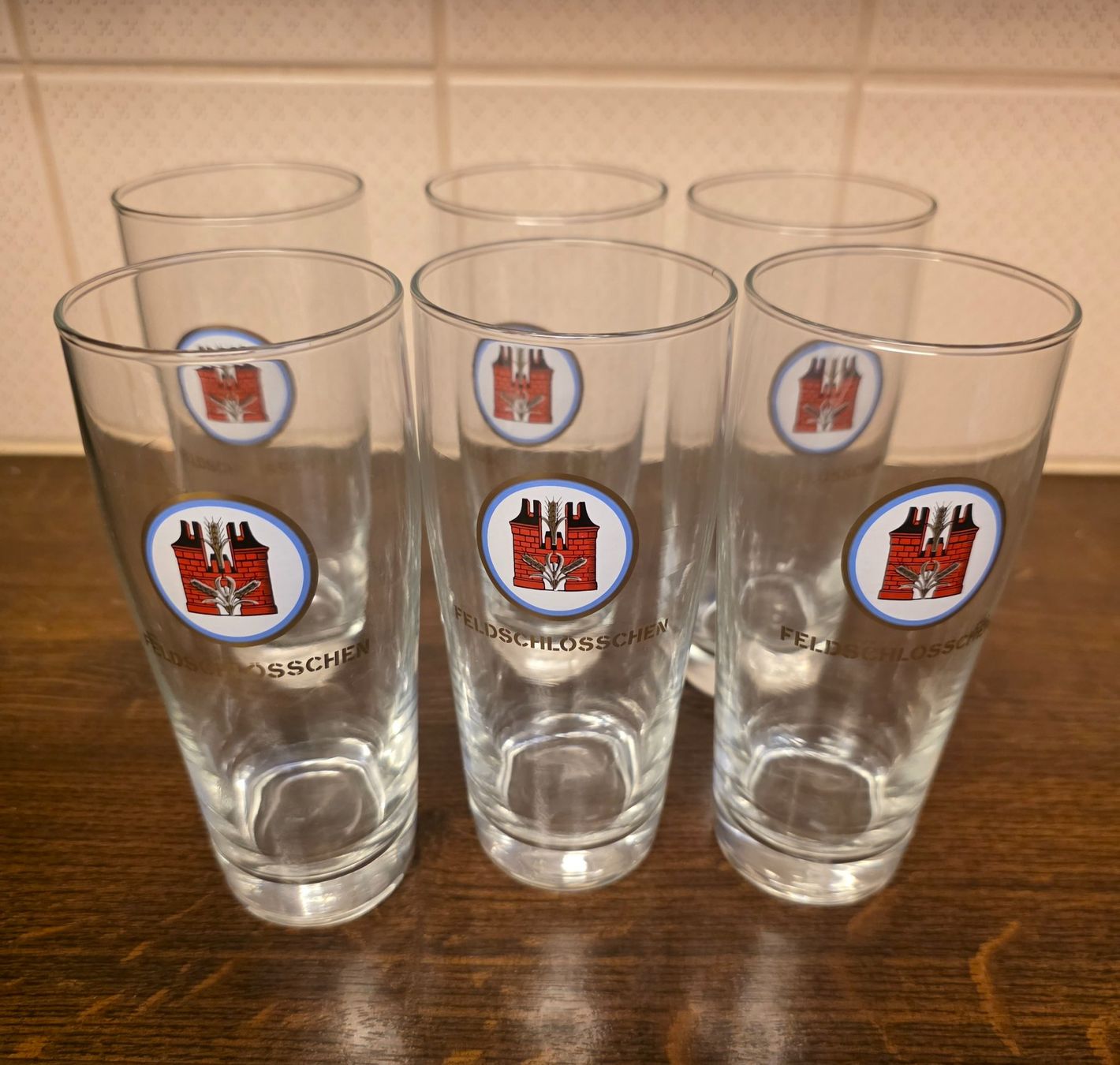 Feldschlösschen Bicchieri: 6 Biergläser Feldschlösschen – Usato da Richterswil venduto da adora88