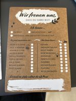 Karten für Hochzeitsgäste zum ausfüllen