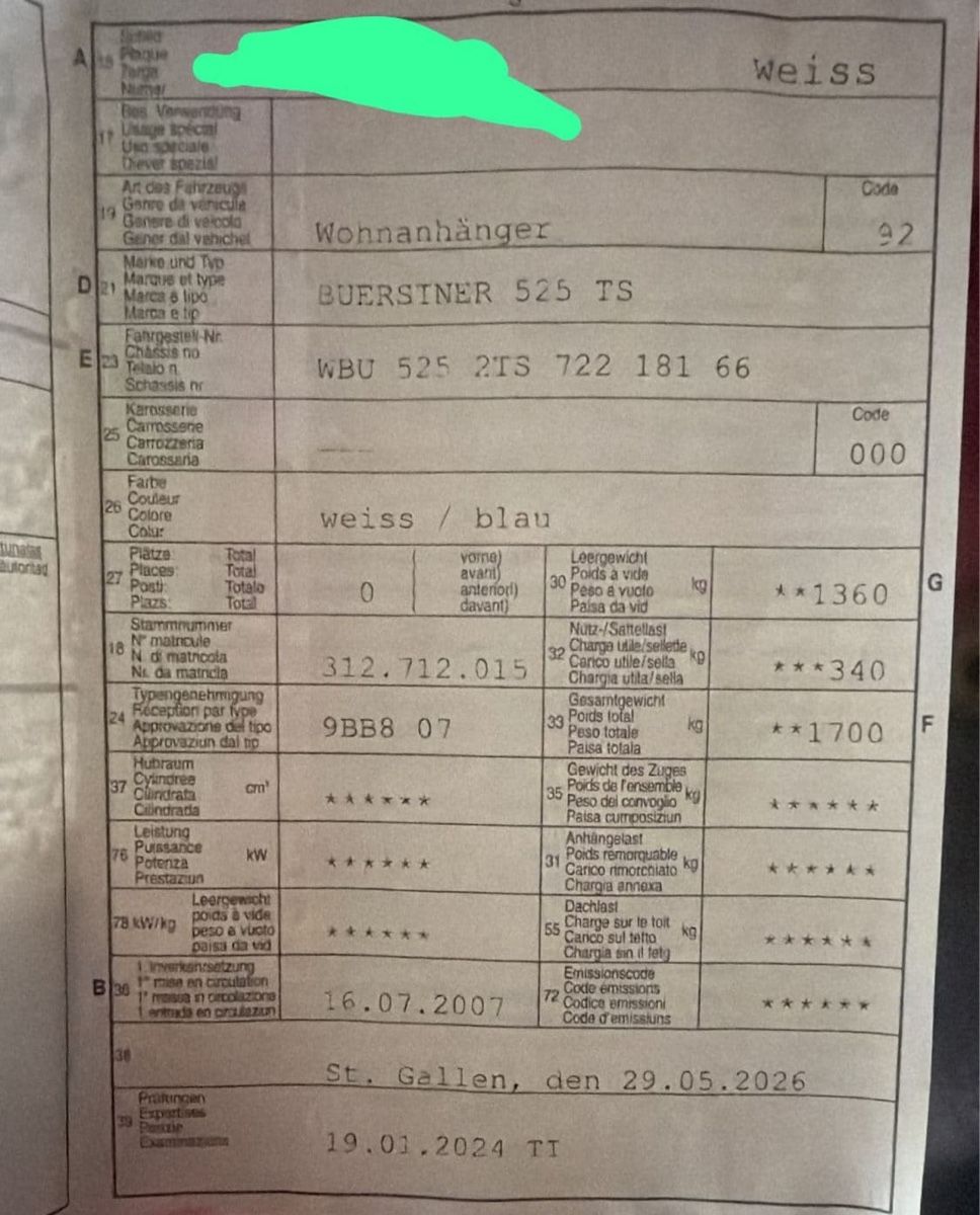 Bürstner Veicoli da campeggio: Bürstner 525 Ts Wohnwagen  – Usato da Rebstein venduto da gul_vqj2