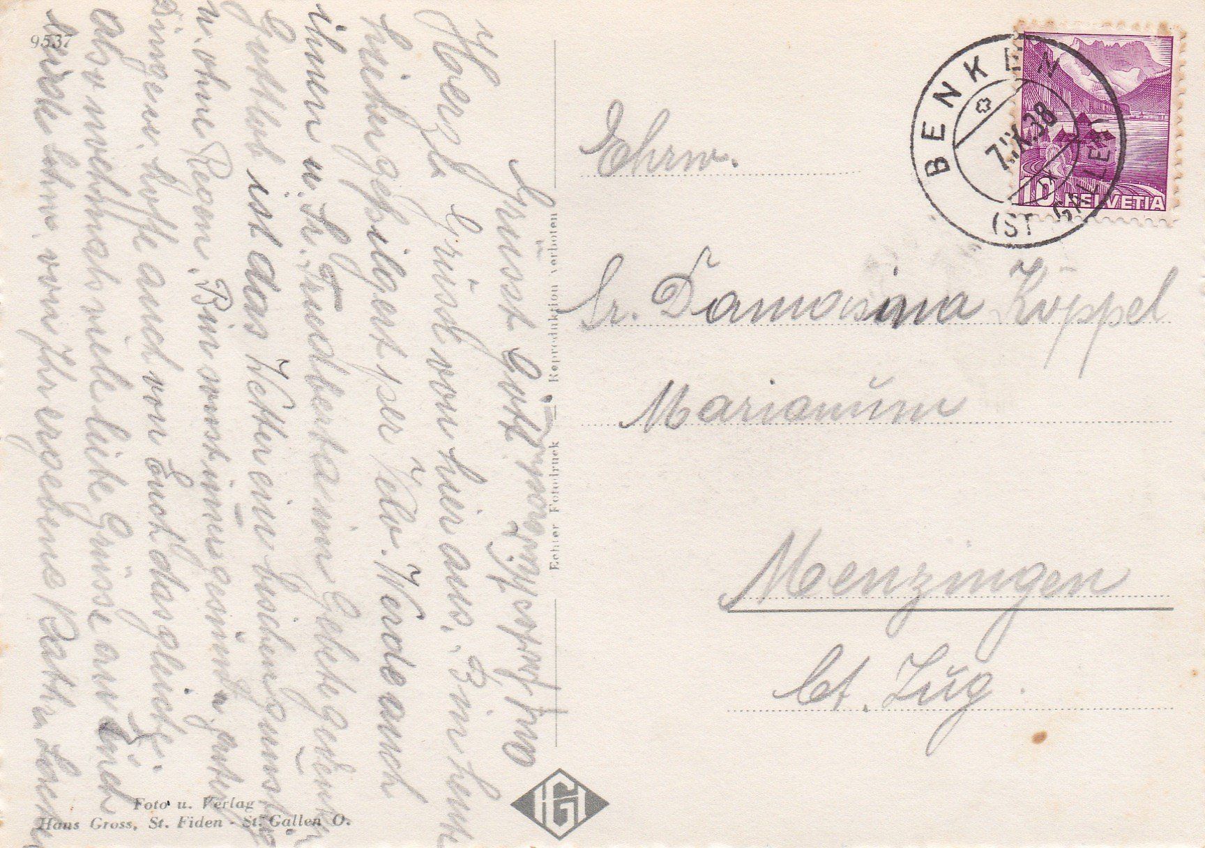 Cartoline postali: AK - Benken - gel. 7.9.1938 – Usato da Fribourg venduto da schnalla92 1