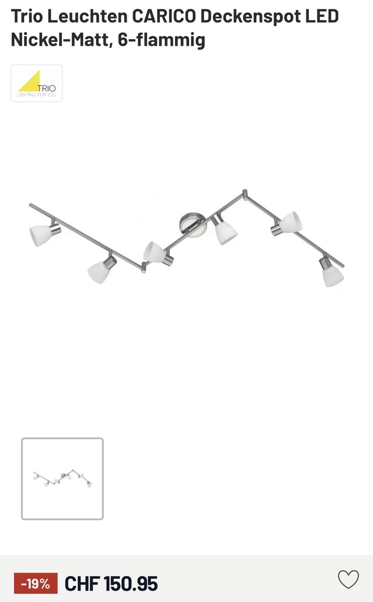 Lampadari & plafoniere: Neuwertige Deckenleuchte – Nuovo e nell'imballaggio originale da Niederbuchsiten venduto da domoll
