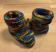 Babysocken / Finkli 🔵🔴🟡- handgestrickt - ab Geburt - NEU