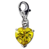Charm Anhänger gelbes Herz Zirkonia Silber 925