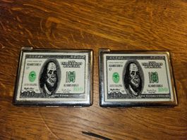 Zigarettenetui mit 100 Dollar Schein Motiv, 2 Stk (I)