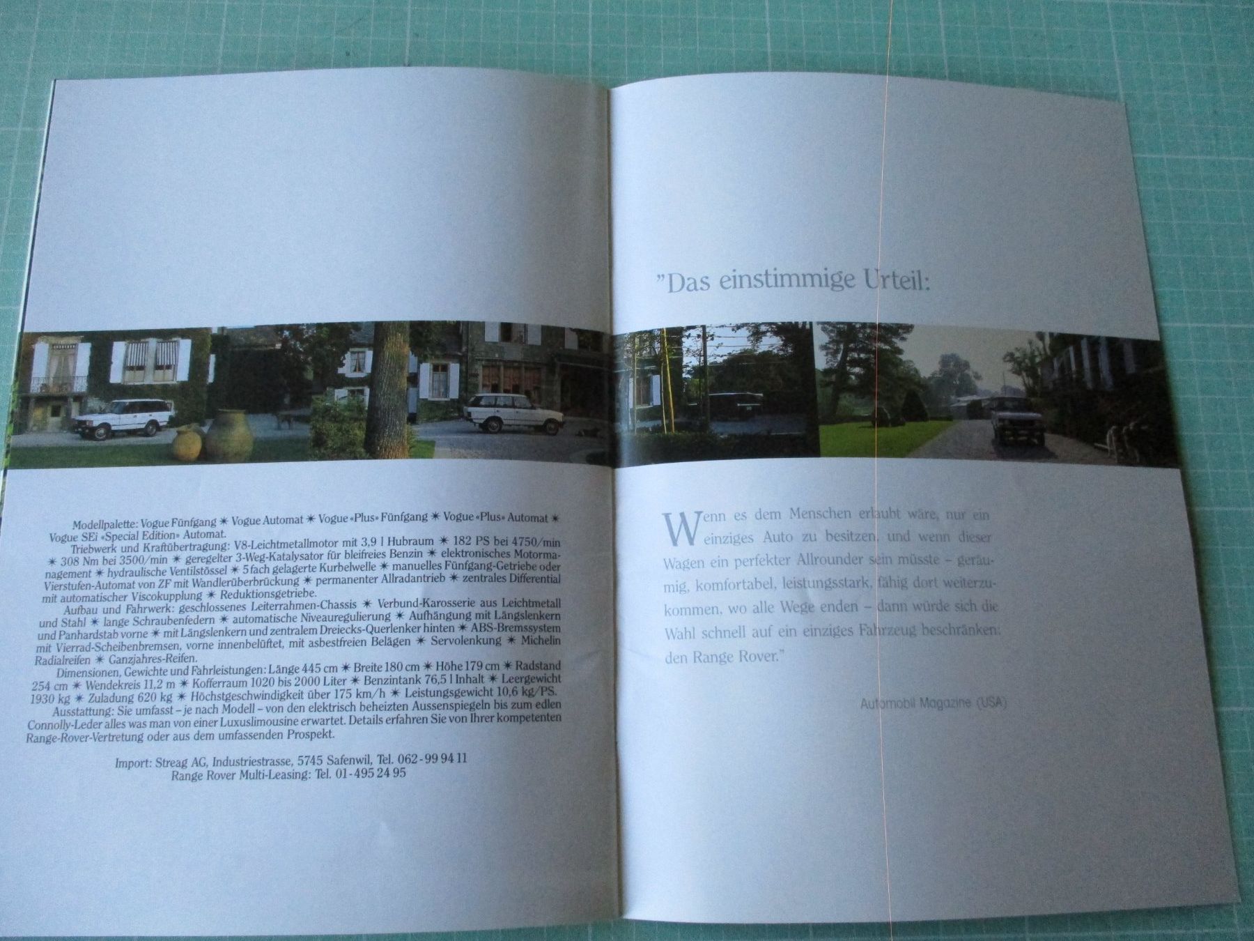 Land Rover Documents: Range Rover Broschüre 1990er - – D'occasion à Ottikon Gossau ZH par hokuspokus 9