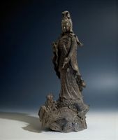 Bronze Guanyin auf Drache – Thailand/Burma – 49 cm Buddha