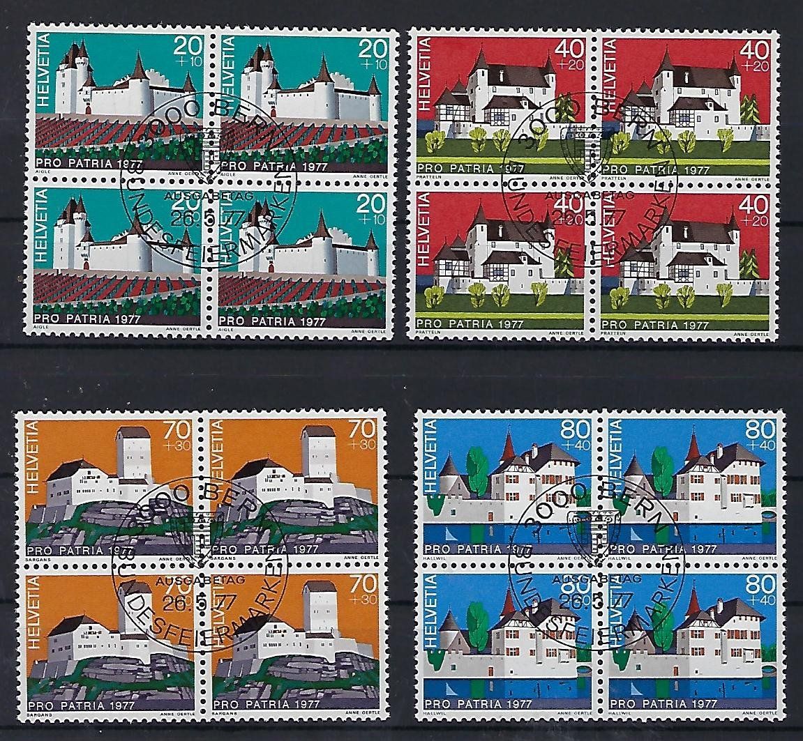 Alle Briefmarken: 1977  Pro Patria Viererblocks ET.  15364 – Gebraucht aus Lunden von Animus999