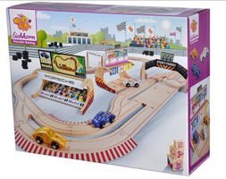 Eichhorn Holz-Rennbahn Porsche-Racing-Set gross 53-teilig