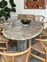 Oval Marble Table, Pedestal Base, Good Condition
