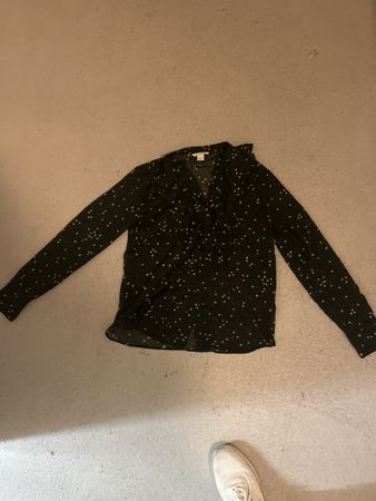 Grüne Bluse mit Pünktchenmuster, Grösse M, Herbst-Look
