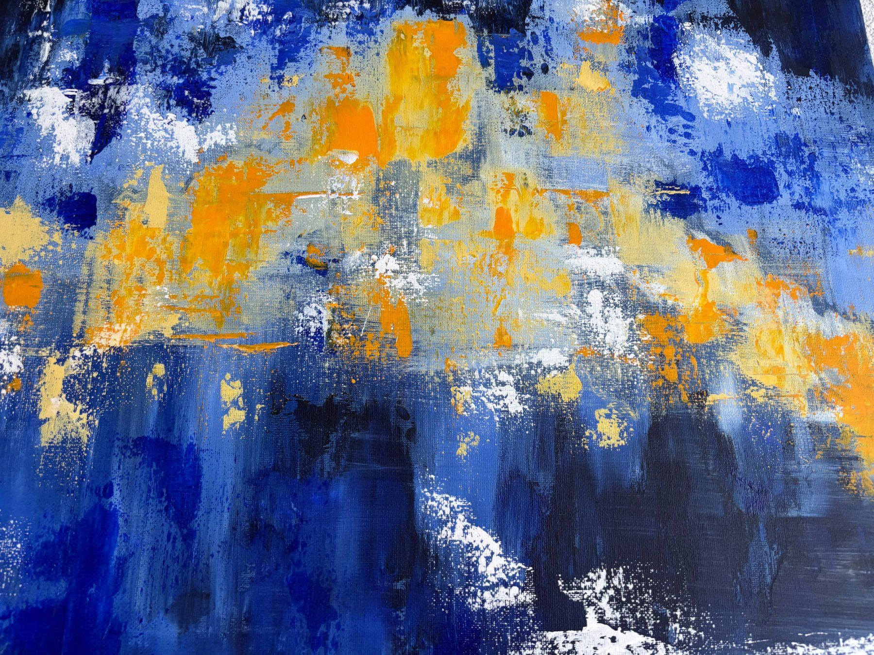 Dipinti: Abstraktes Acrylgemälde blau gelb – Nuovo (secondo la descrizione) da Cham venduto da Felha