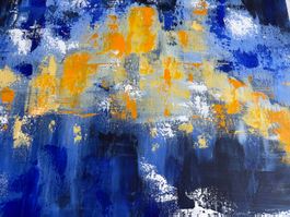 Abstraktes Acrylgemälde blau gelb