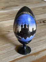 Russisches Deko Ei aus Holz, Handarbeit, 13cm