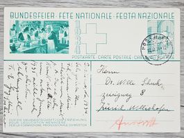 CL16 Carte Postale + Timbre Suisse 1934