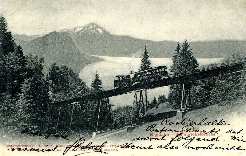 Cartoline postali: Rigibahn - Schnurtobelbrücke + 1901 – Usato da Emmenbrücke venduto da teestube