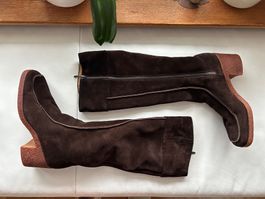 Bally suede brown winter boots (6/fit 37.5)