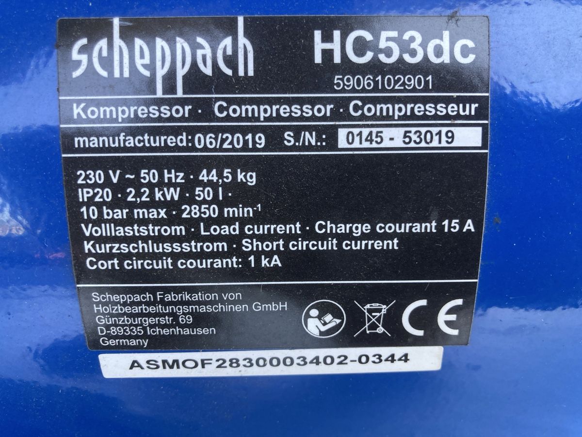 Scheppach Kompressoren: Druckluftkompressor Scheppach HC53dc 50L 2,2kW 10bar – Gebraucht aus Uerkheim von Dealer-4813 5