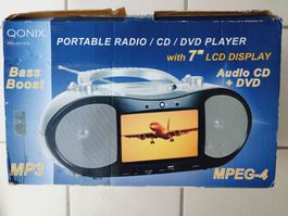 QONIX Portable Radio CD DVD Player mit 7" LCD neuwertig